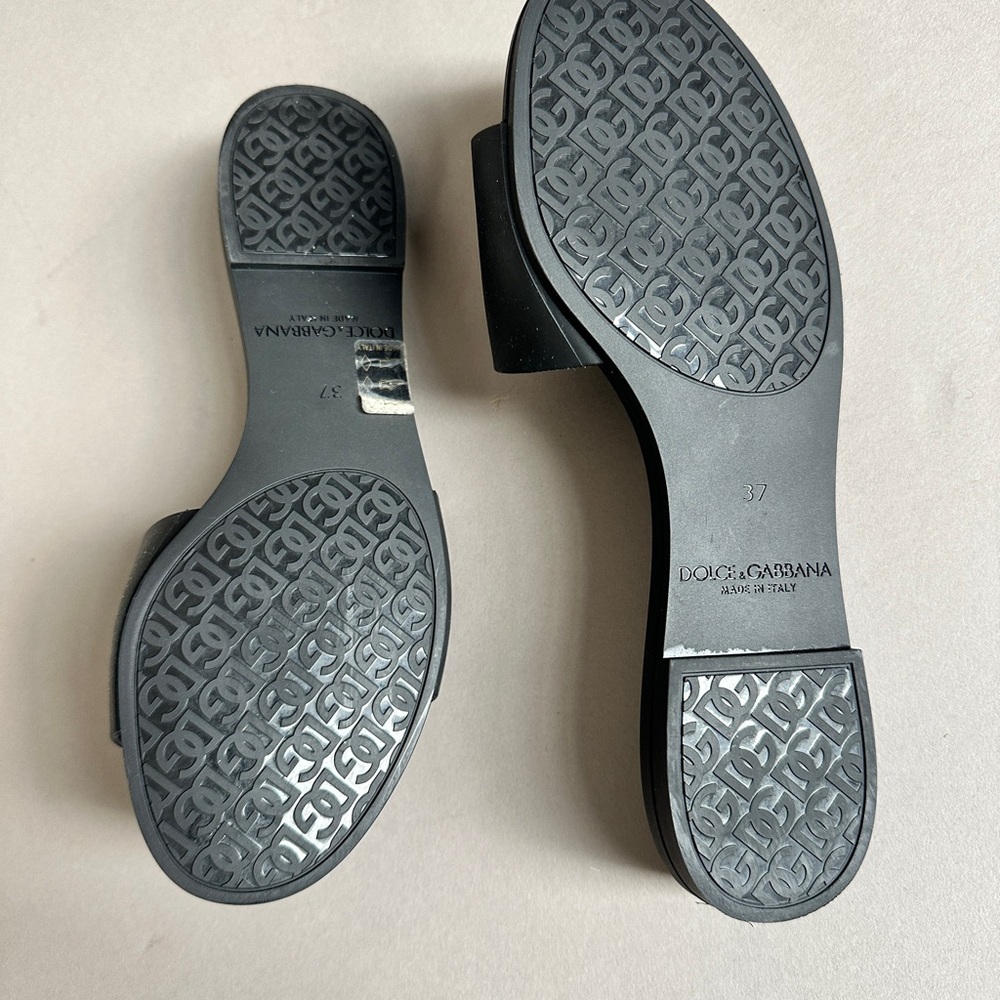 Dolce & Gabbana Logo Pool Slides Black sz 7 US (37eu) - Picture 3 of 5